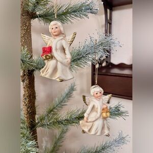 Homco Angel Ornaments with Red and Gold Details